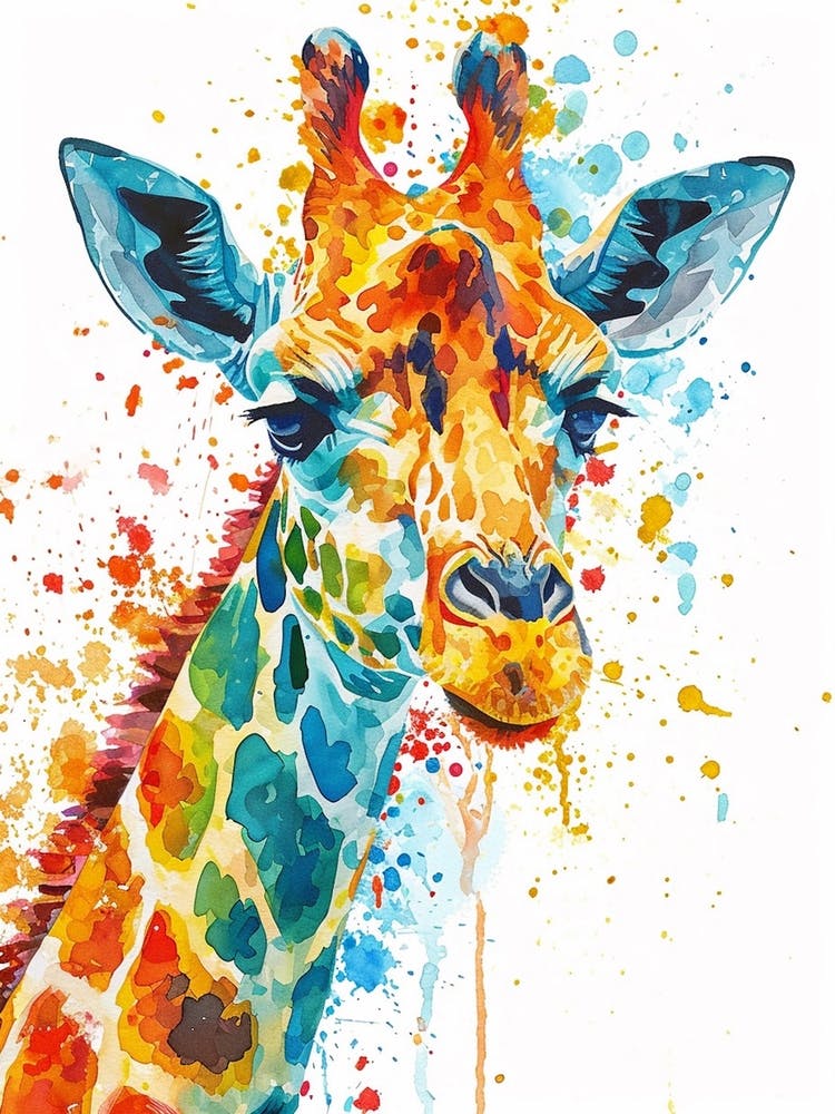 Giraffe Paint Drip Watercolour