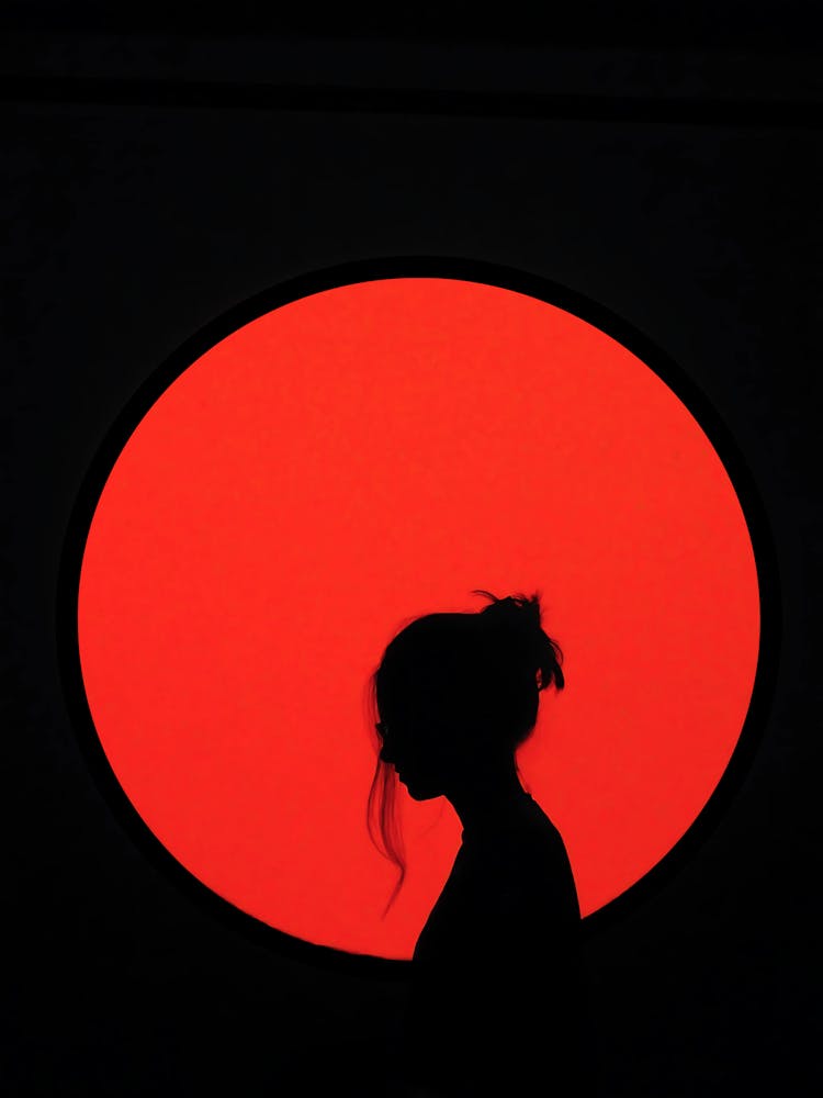Silhouette Of A Woman In A Red Circle