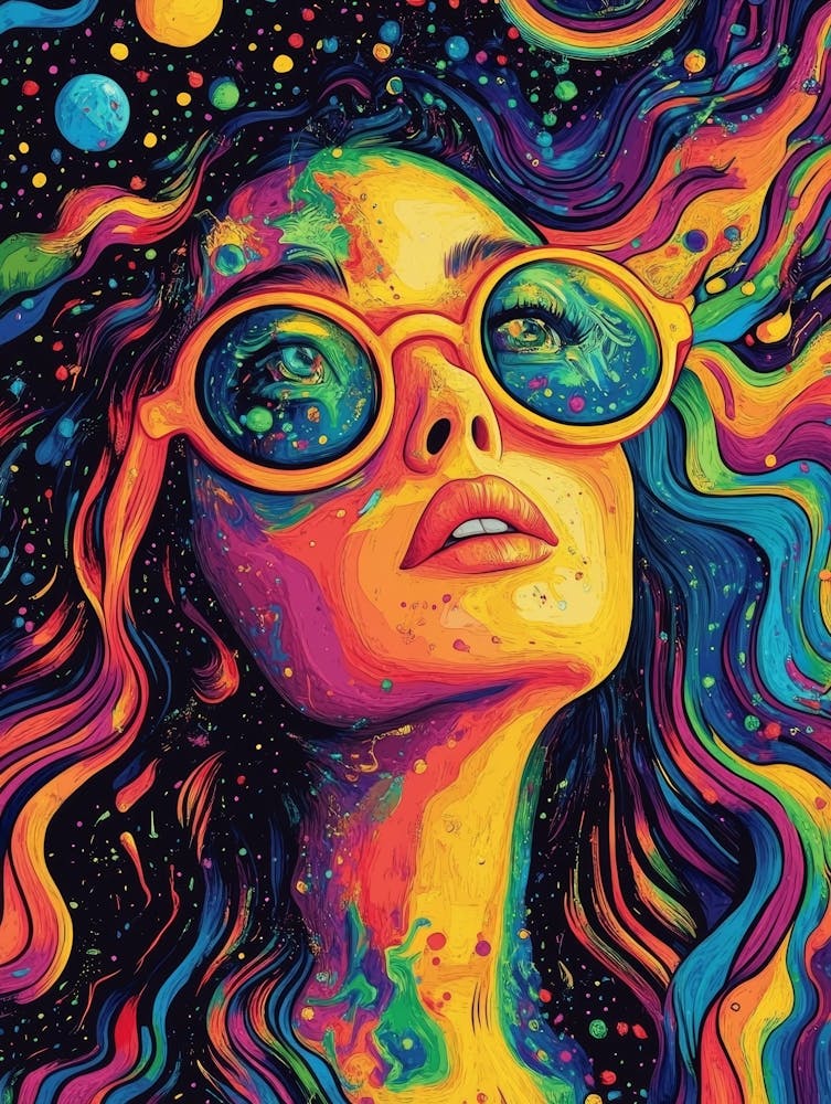 Psychedelic Girl With Sunglasses