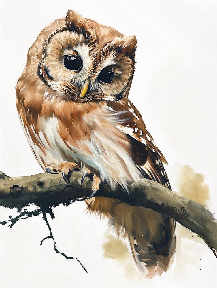Northern Saw Whet Owl Marker Drawing 2