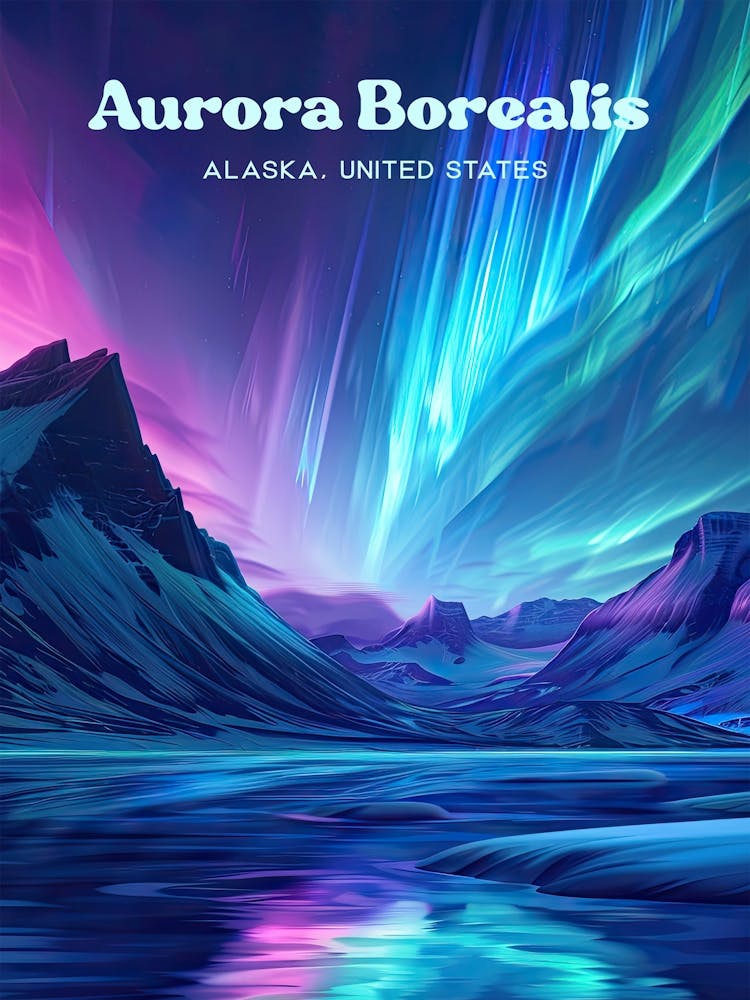 Aurora Borealis Alaska Northern Lights Travel Art