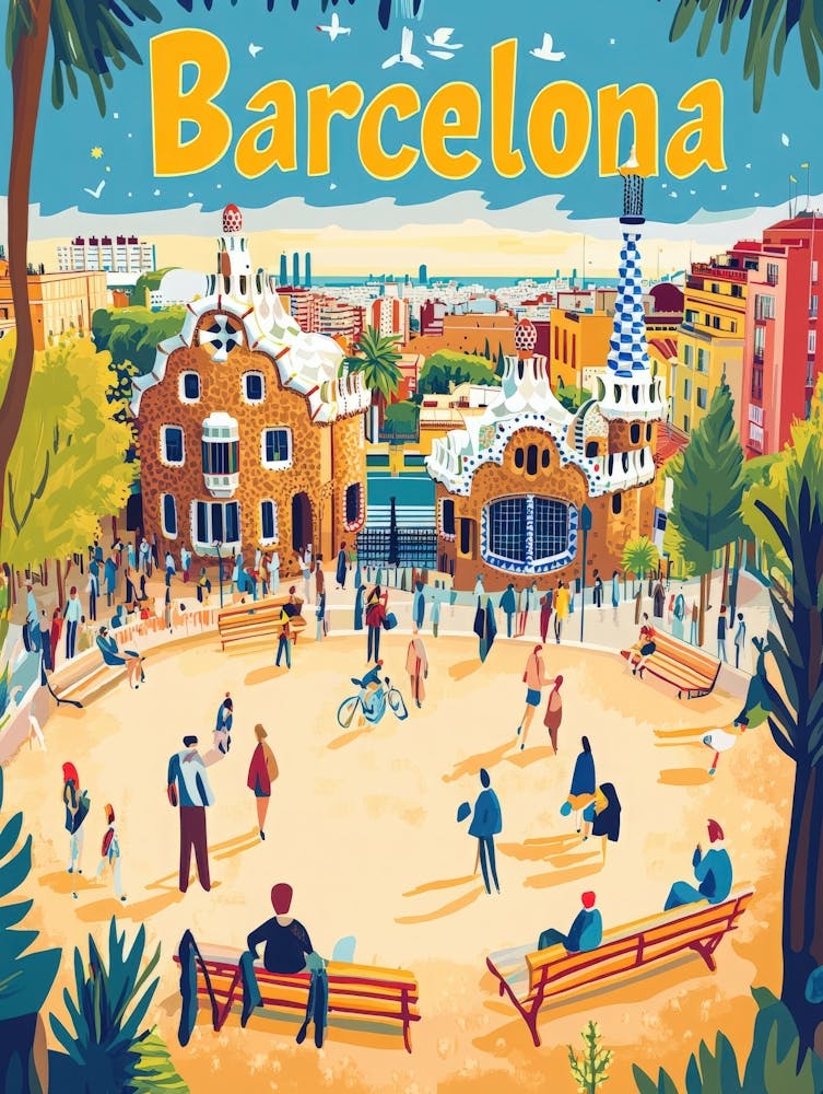 Aihrgdesign A 1970s Inspired Travel Poster For Barcelona