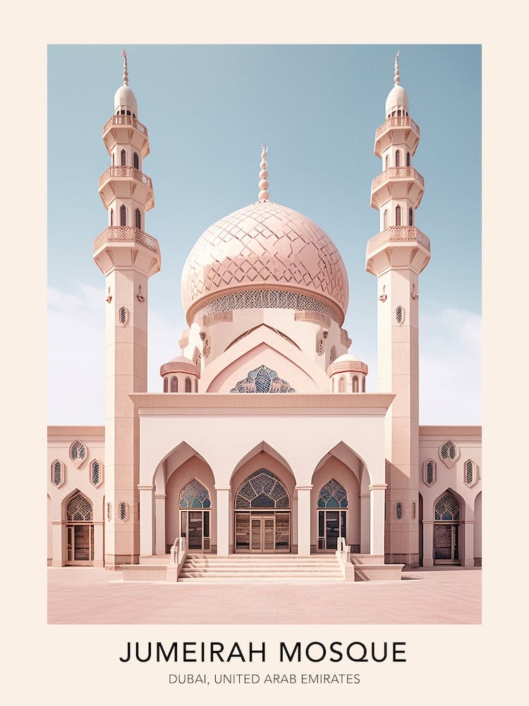 The Jumeirah Mosque Dubai United Arab Emirates Travel Poster