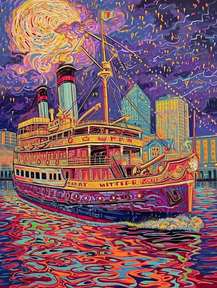 Steamboat Natchez Minimal Painting 3