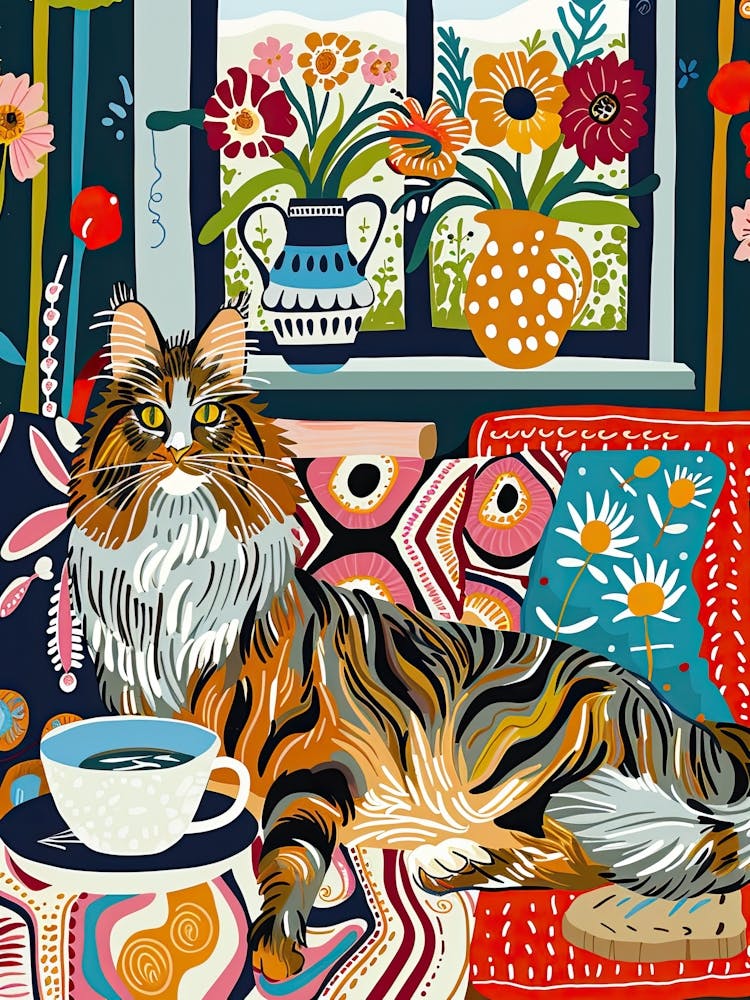 Tea Time With A Maine Coon Cat 1