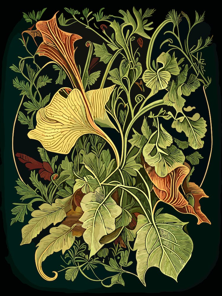 Trumpet Vine Wildflower Vintage Botanical 1