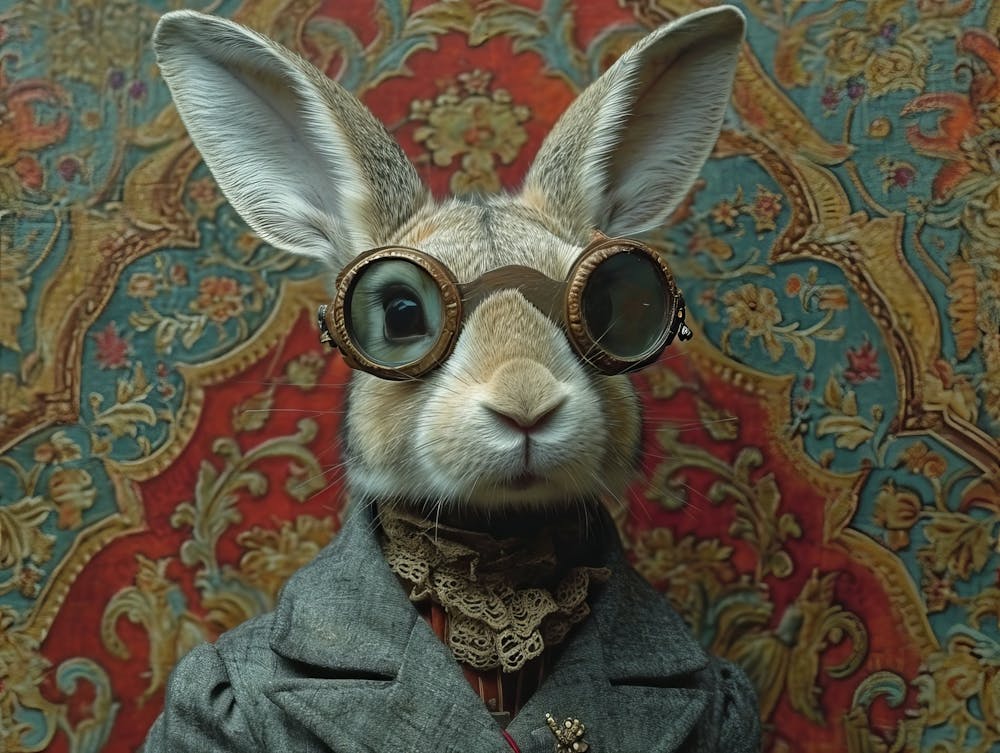 Absurd Bestiary: From Minimalism to Political Satire.Rabbit With Goggles