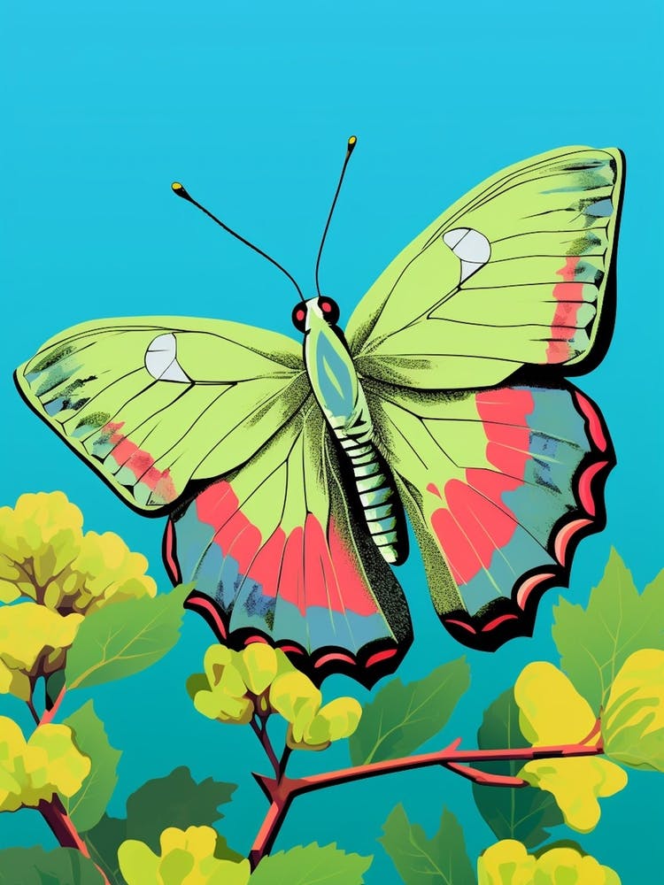 Pop Art Green Hairstreak Butterfly 1