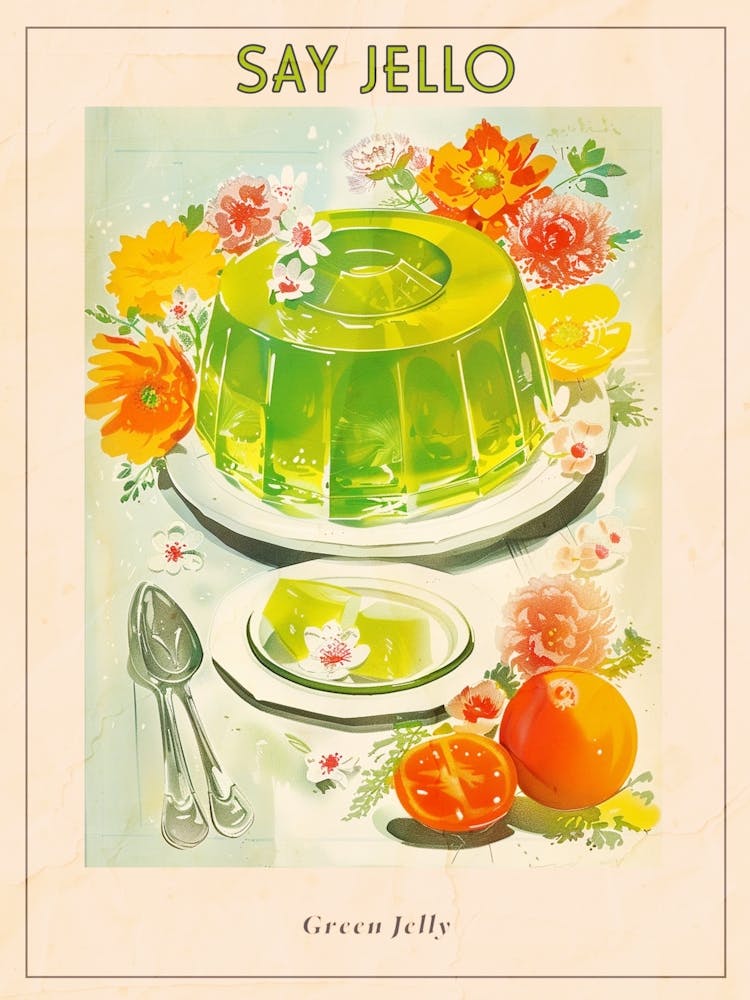 Retro Bright Green Jelly Vintage Cookbook Inspired 3 Poster