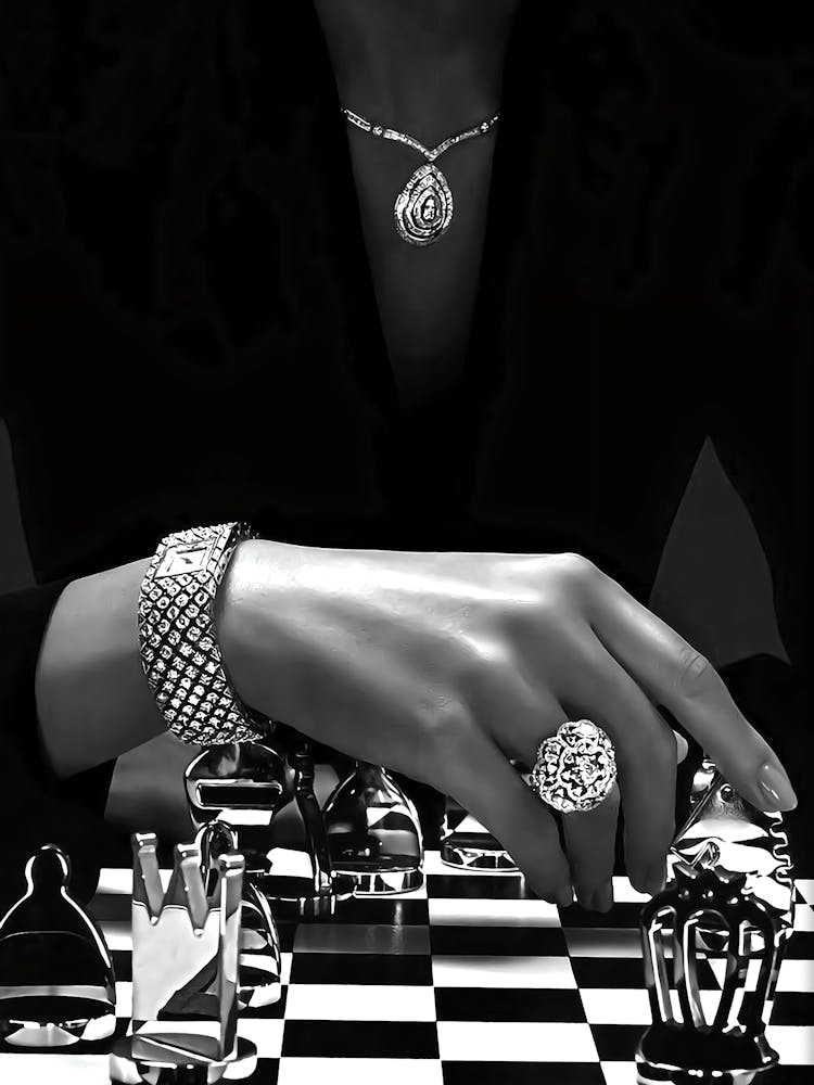 Woman Playing Chess Poster, Black And White, High Fashion Print, Feminist Poster, Luxury Wall Art, Teen Girl Bedroom Decor, Hypebeast Poster