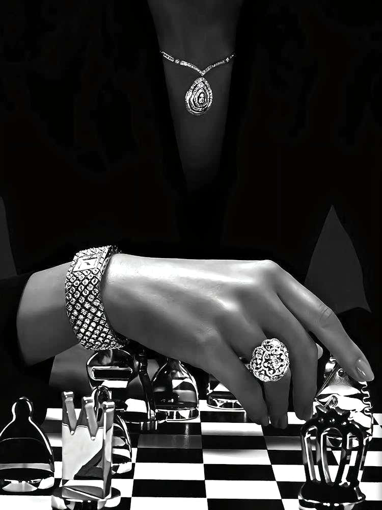 Woman Playing Chess Poster, Black And White, High Fashion Print, Feminist Poster, Luxury Wall Art, Teen Girl Bedroom Decor, Hypebeast Poster