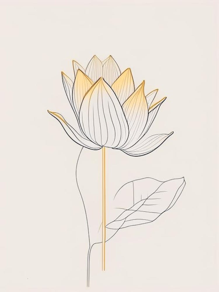 Early Lotus Minimal Line Drawing 4