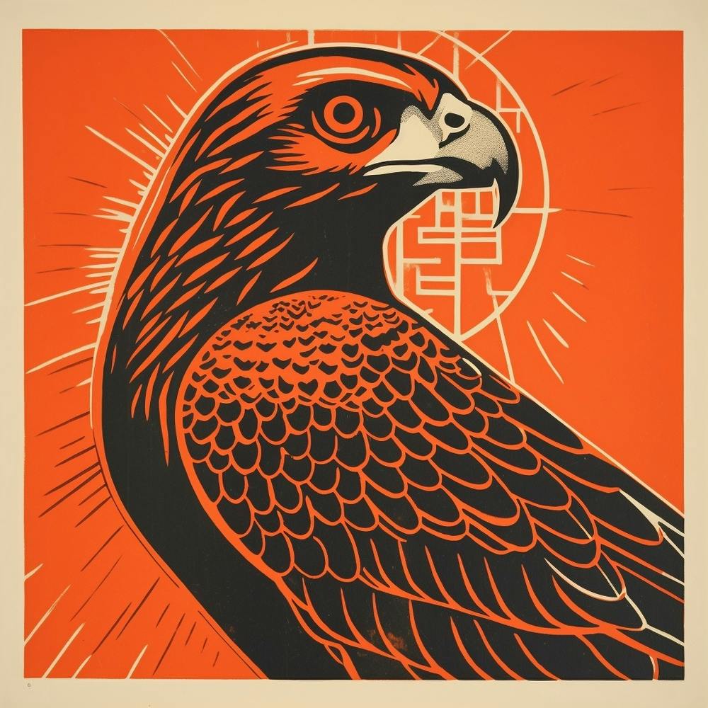 Retro Bird Lithograph Falcon 3