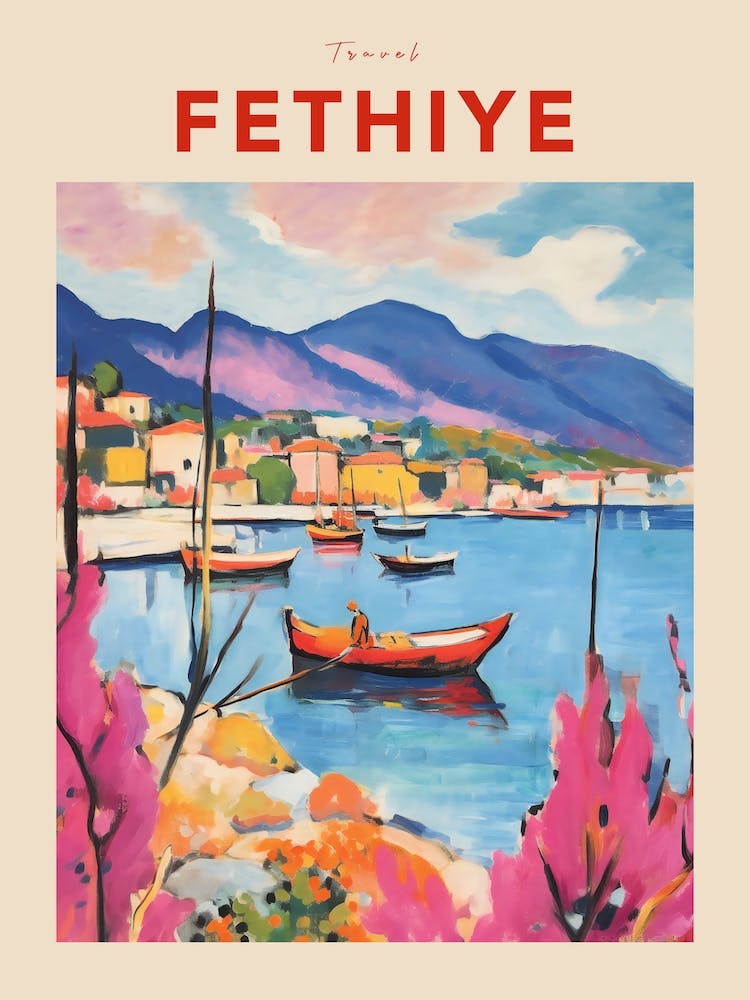 Fethiye Turkey Fauvist Travel Poster