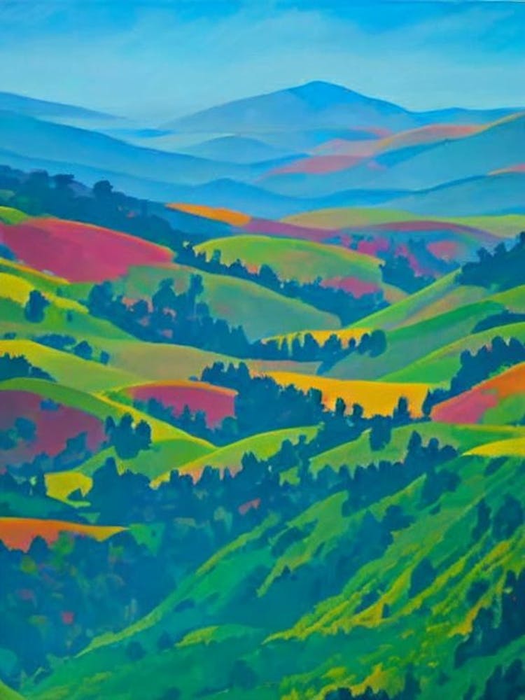Muir Woods National Park United States Of America Blue Oil Painting 1