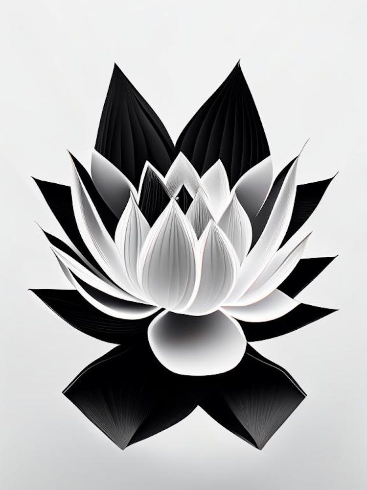 American Lotus Black And White Geometric 2