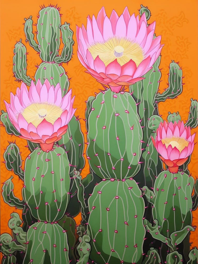 Mexican Style Cactus Illustration Gymnocalycium Cactus 1