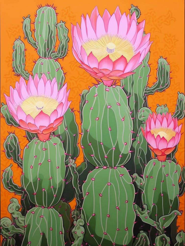 Mexican Style Cactus Illustration Gymnocalycium Cactus 1