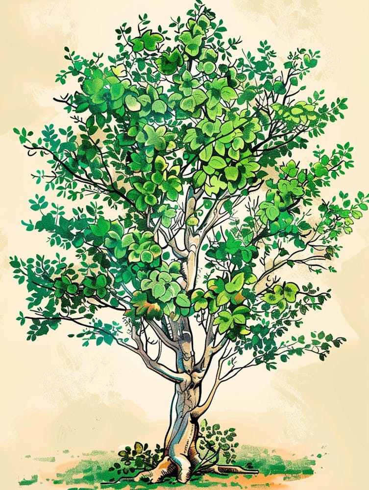 Boxwood Tree Storybook Illustration 2