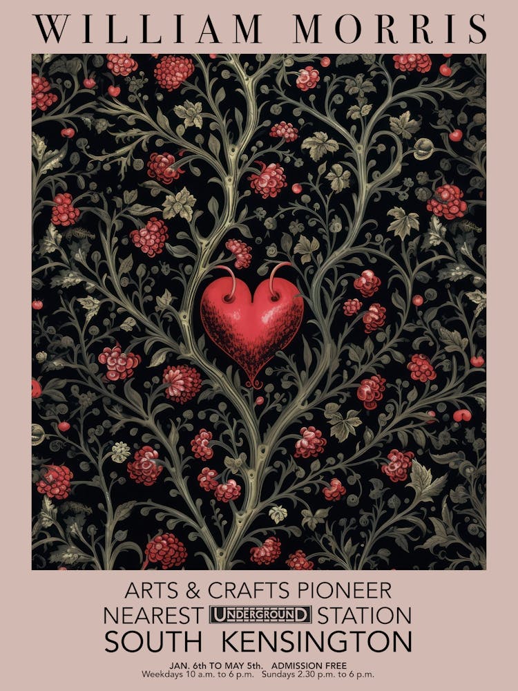 William Morris Valentines Gift Red Heart Tree