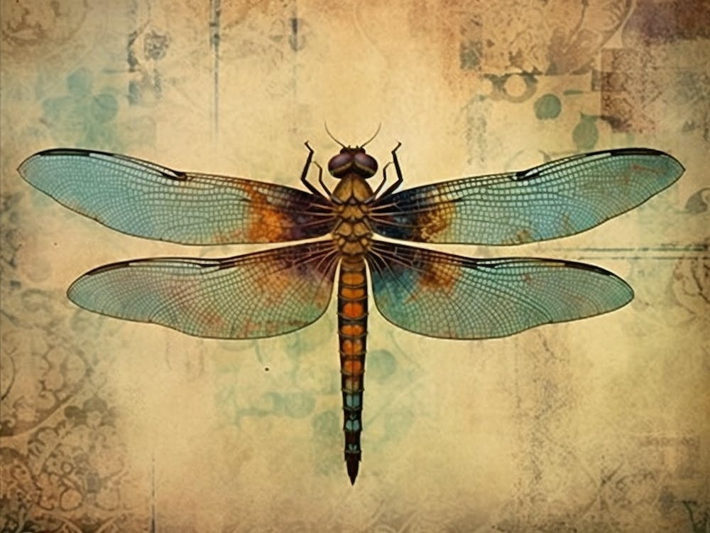 Dragonfly Vintage Style 