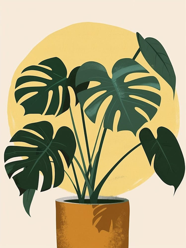 Swiss Cheese Plant Minimalist Illustration 4