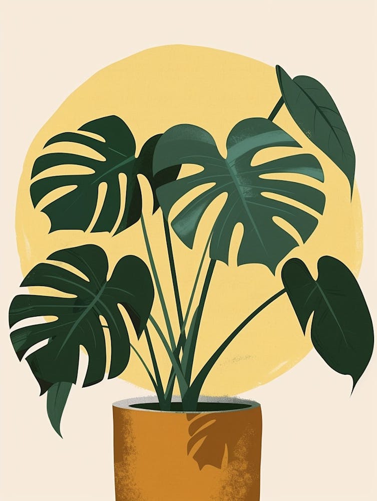 Swiss Cheese Plant Minimalist Illustration 4
