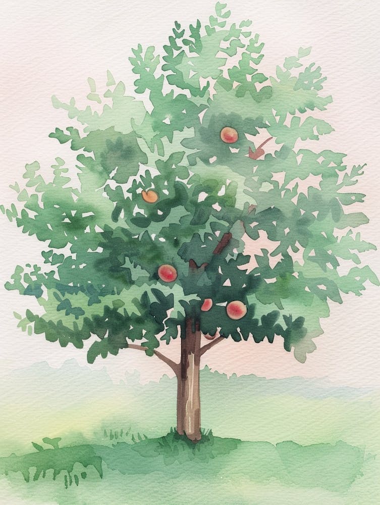 Peach Tree Atmospheric Watercolour Painting 4