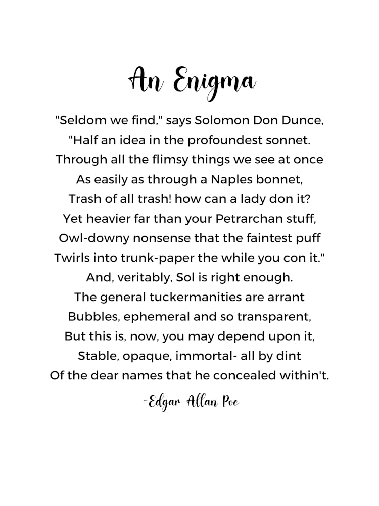 An Enigma Poem By Edgar Allan Poe