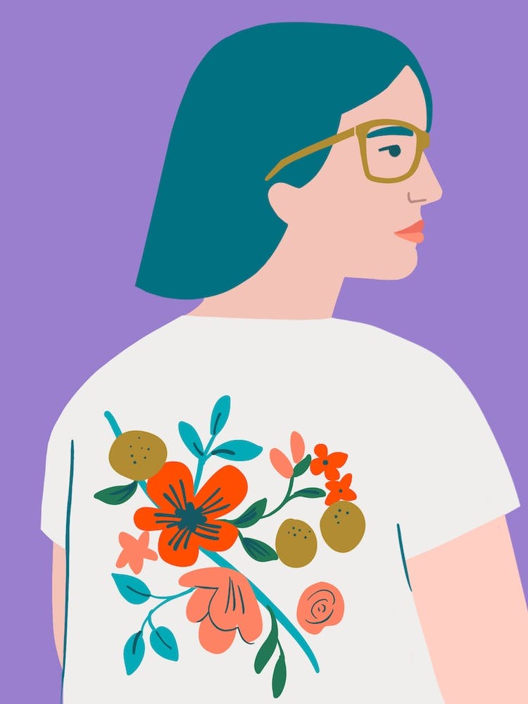 Girl With Flower Shirt