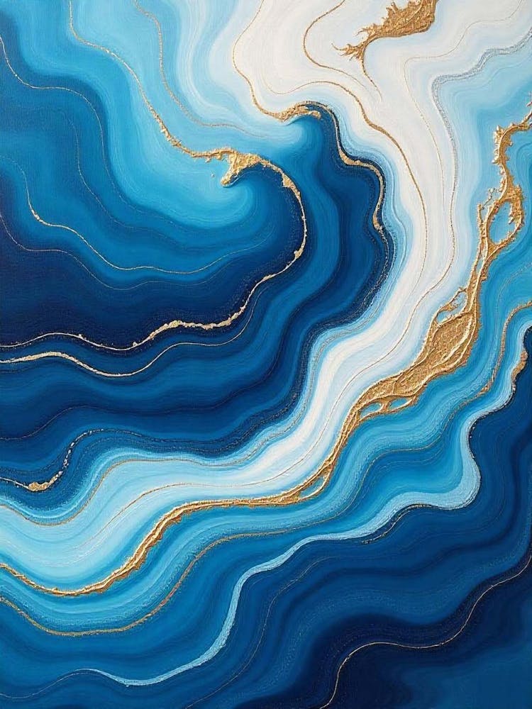 Blue And Gold Abstract Painting