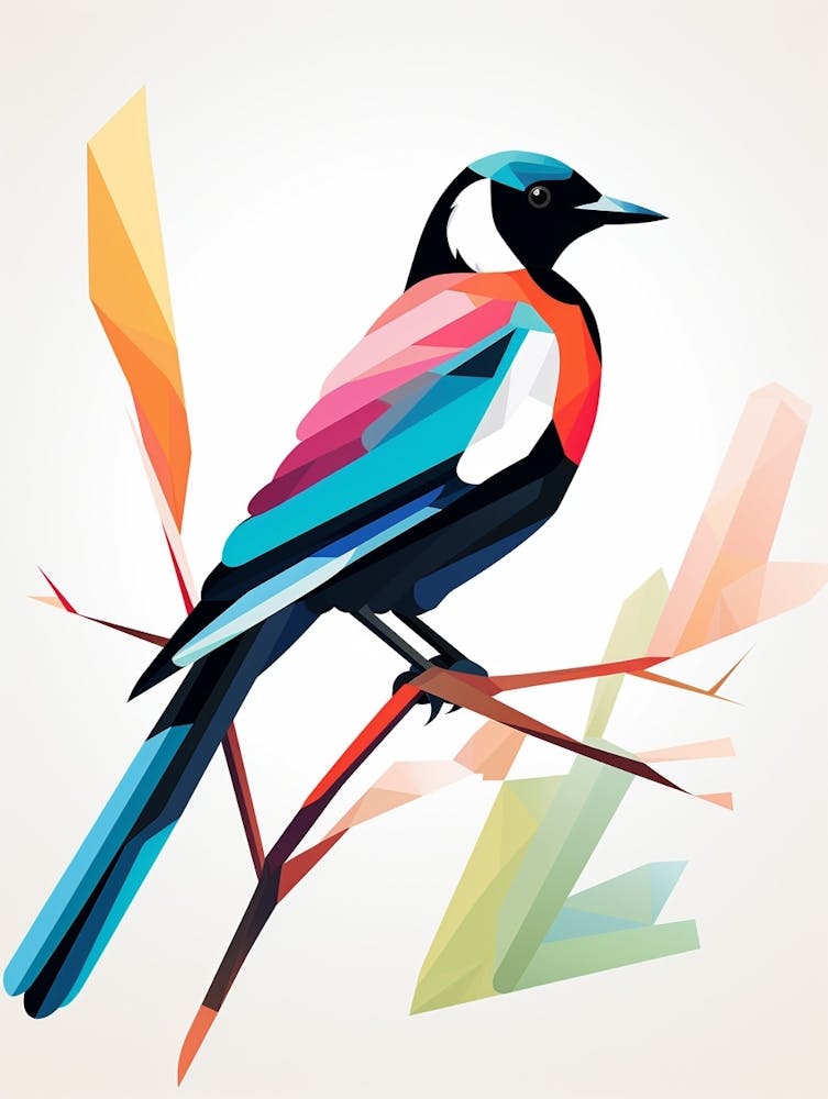 Colourful Geometric Bird Magpie 3