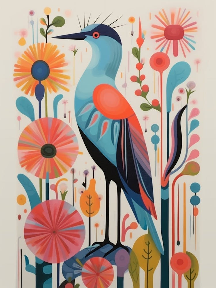 Colourful Scandi Bird Egret 2