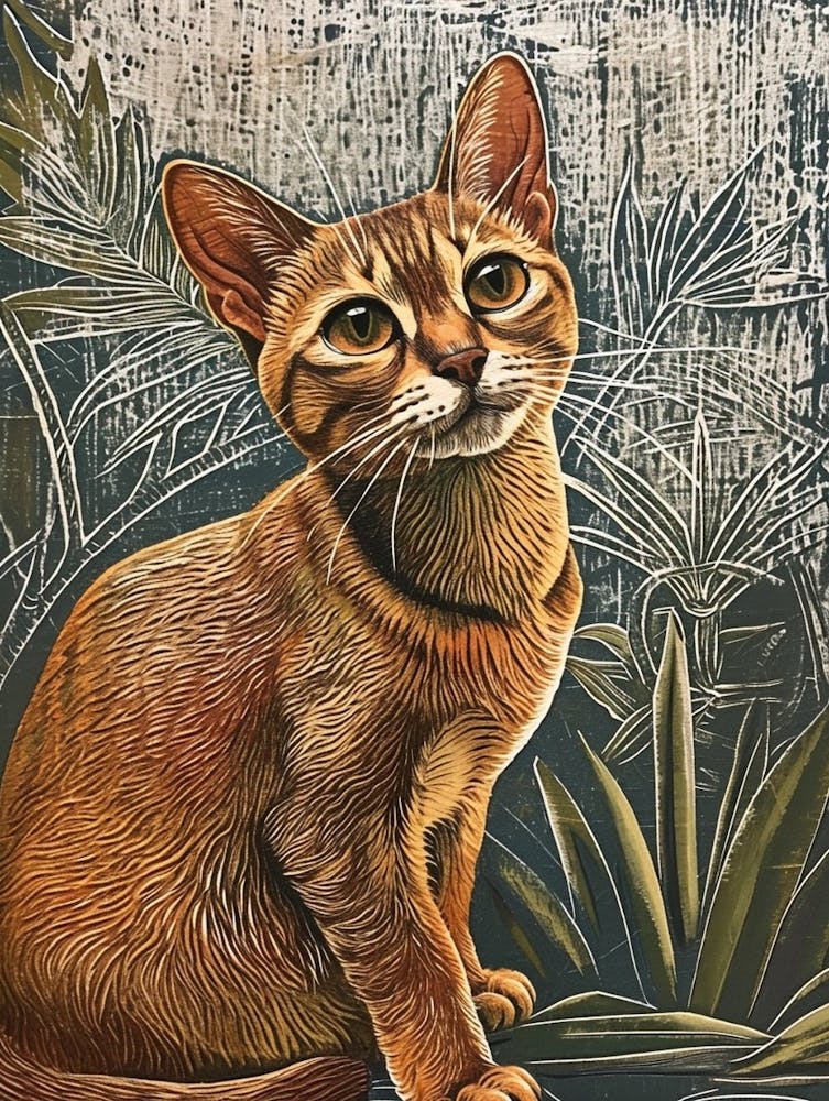 Abyssinian Cat Relief Illustration 1
