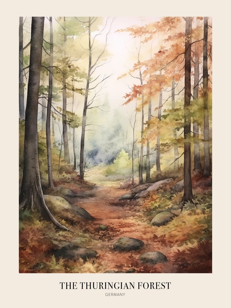 Autumn Forest Landscape The Thuringian Forest Germany Poster