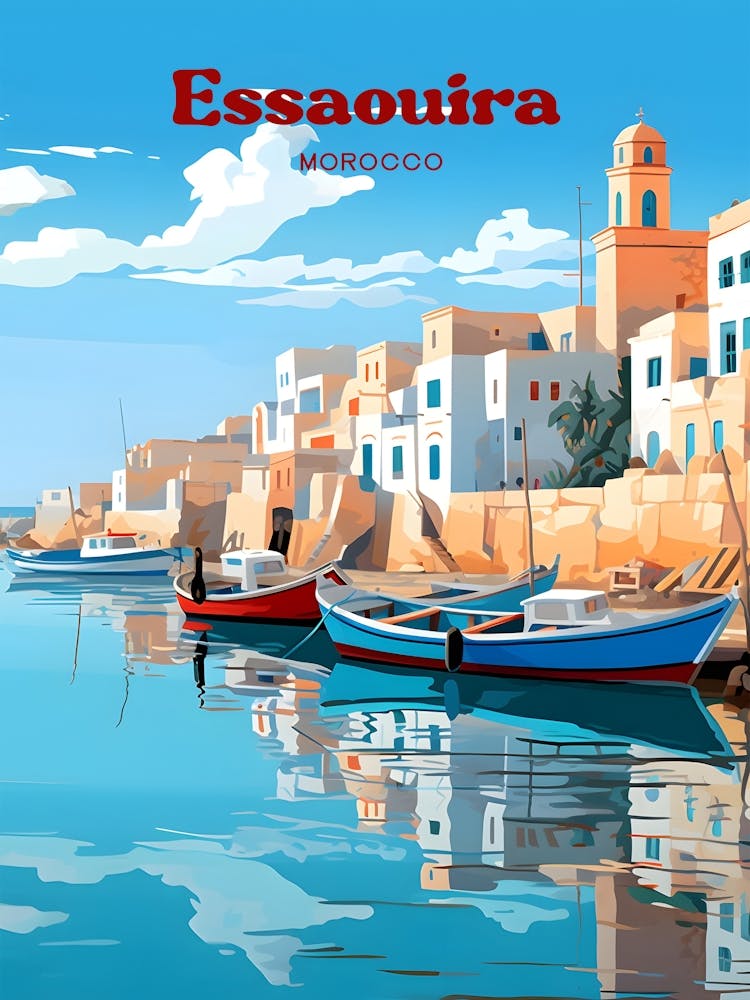 Essaouira Morocco Street view Travel Illustration