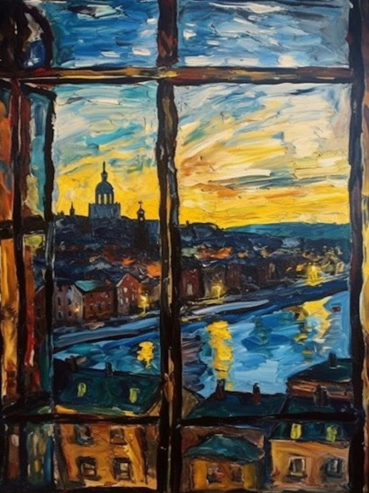 Window View Of Stockholm Sweden In The Style Of Expressionism 1