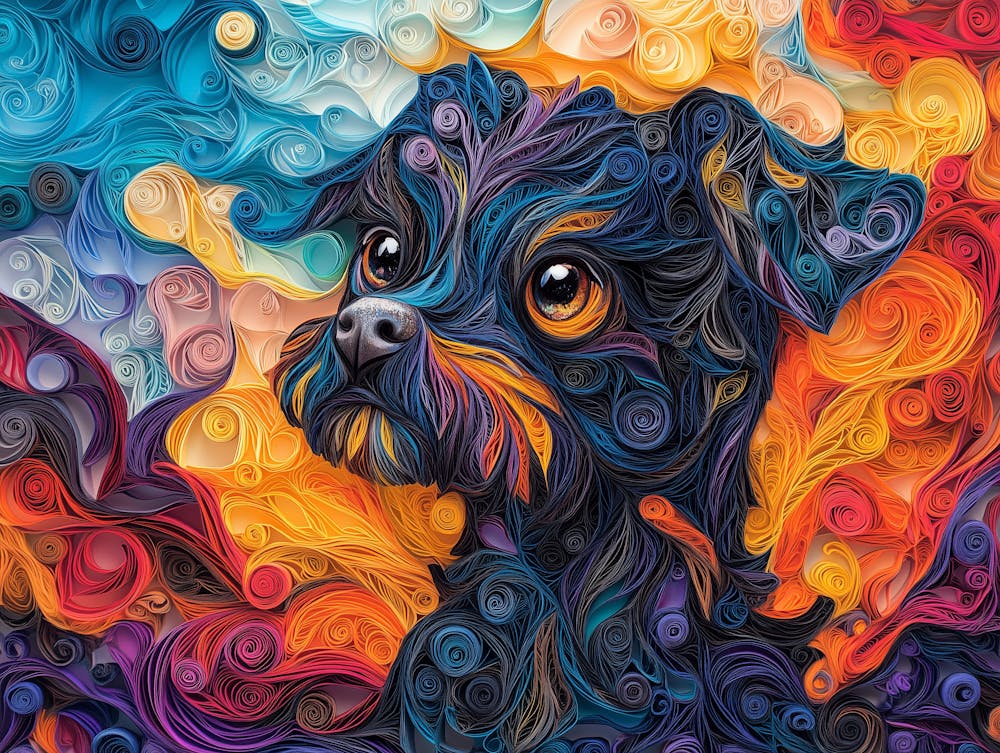 Brussels Griffon Paper Quill Dog Portrait II