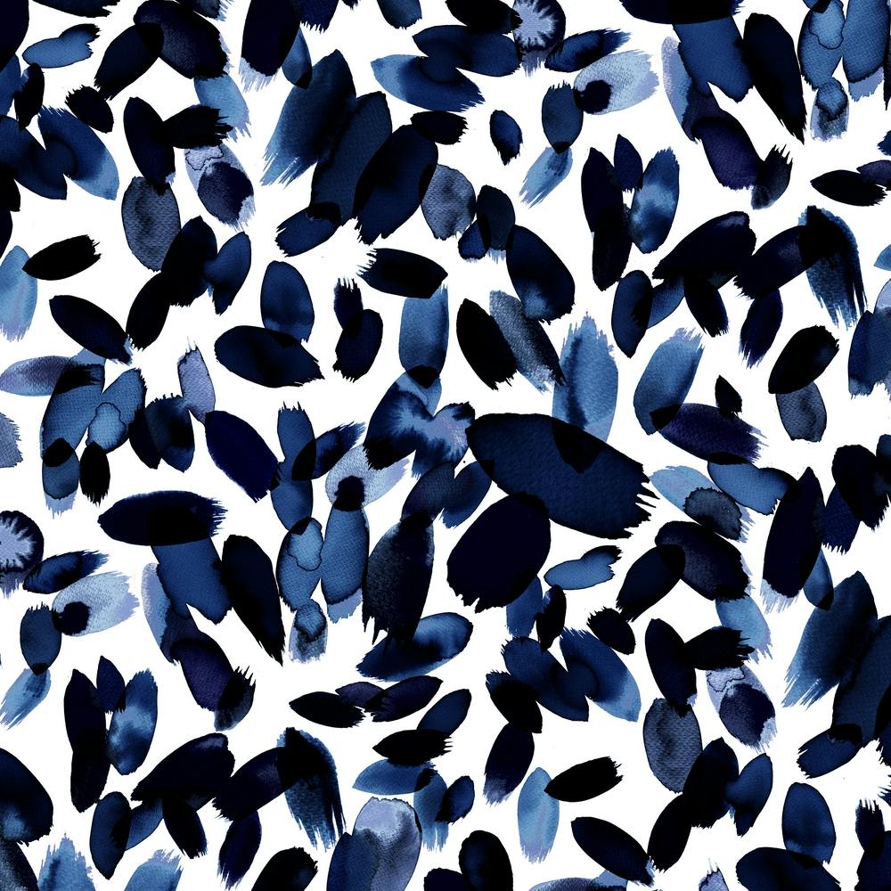 Watercolor Petal Stains Indigo Square