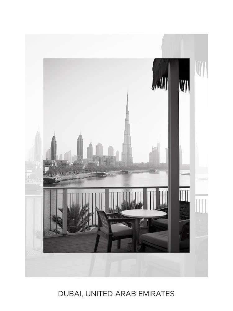 Poster Of Dubai, United Arab Emirates, Black And White Old Photo 2