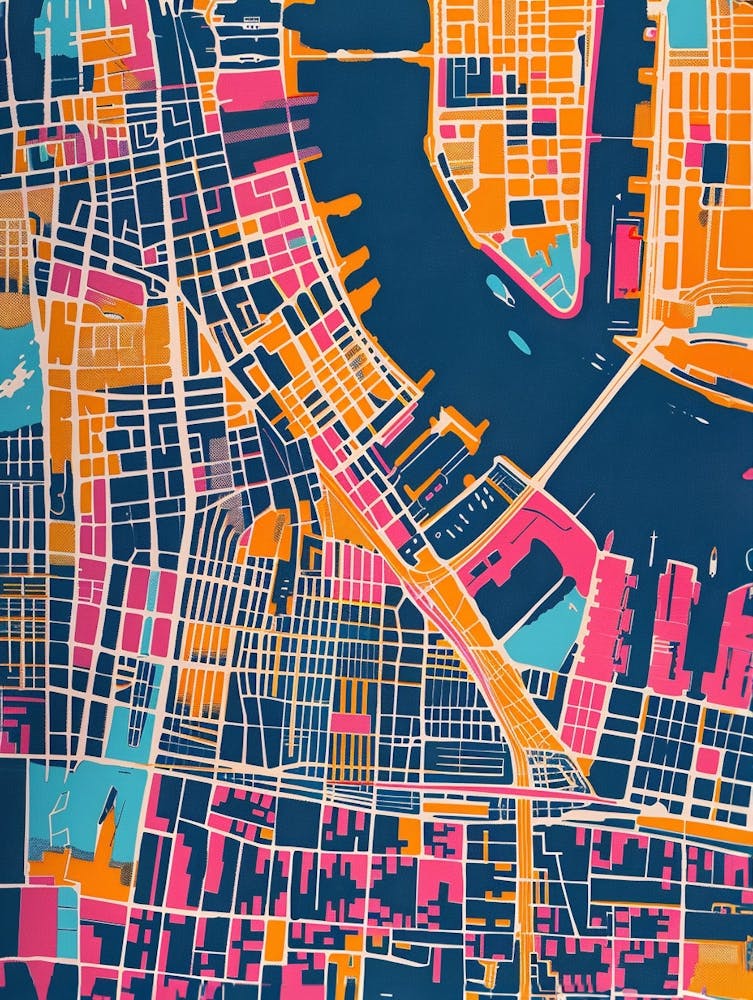Staten Island New York Colourful Silkscreen Illustration 3