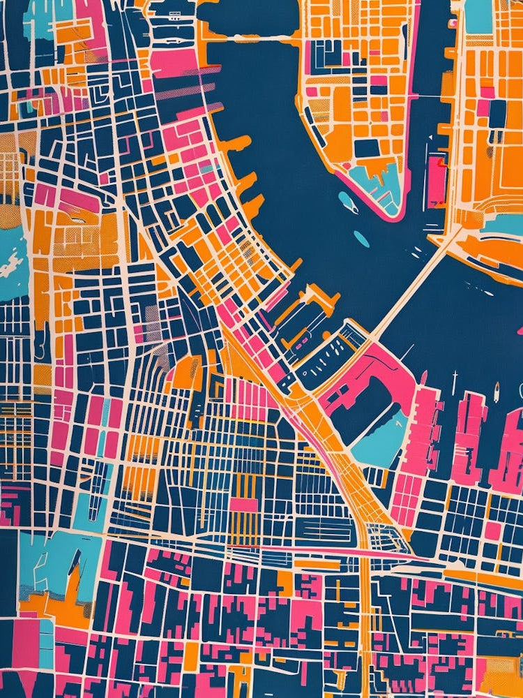 Staten Island New York Colourful Silkscreen Illustration 3