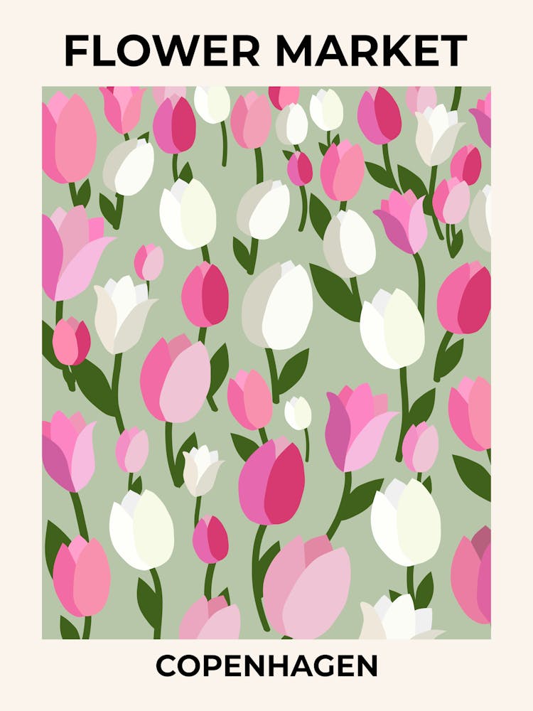 Copenhagen Flower Market Tulips Pink And Pastel Green