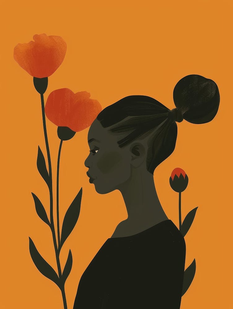 Black Girl With Flowers 2