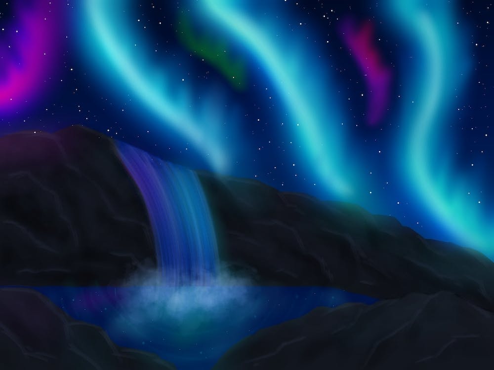 Aurora waterfall