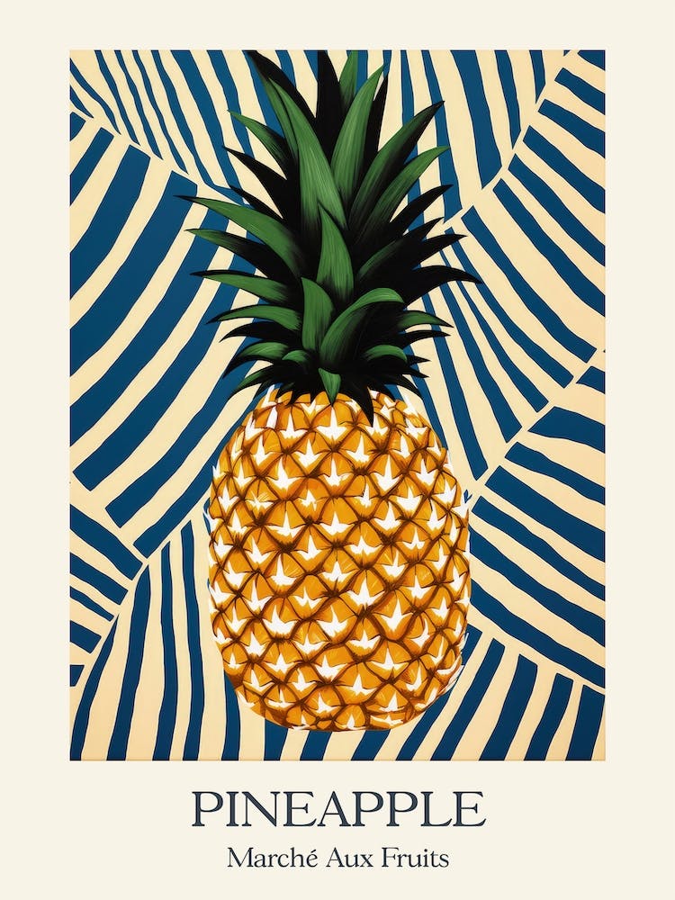 Marche Aux Fruits Pineapple Fruit Summer Illustration 4