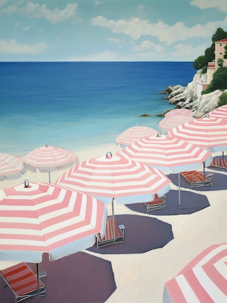 Striped Pink And White Beach Umbrellas In Italy 2