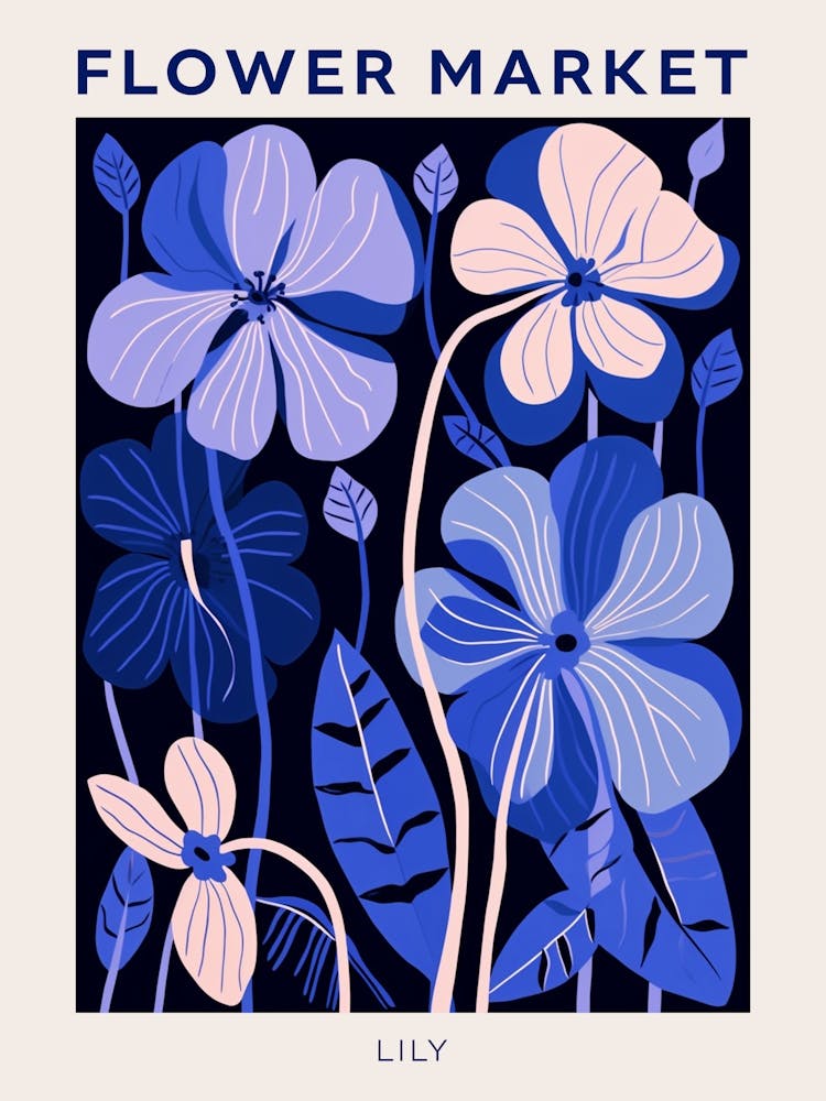 Blue Flower Market Poster Lily 2