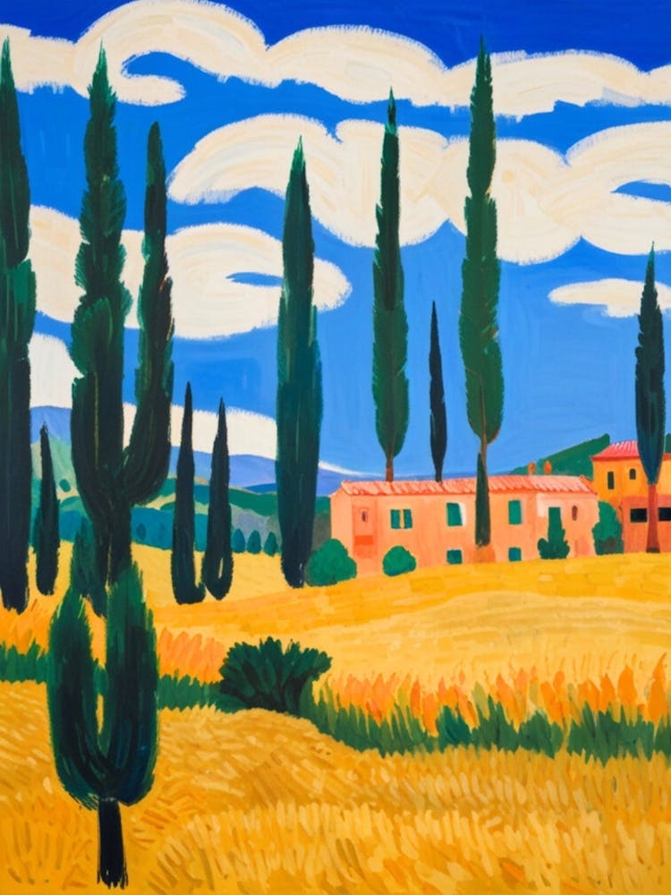 Cypresses In The Field 1