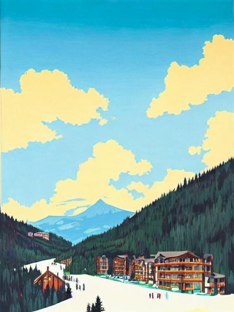 Avoriaz 2, France Midcentury Vintage Skiing Poster
